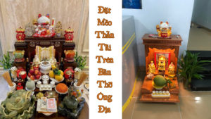 Đặt Mèo Thần Tài Trên Bàn Thờ Ông Địa